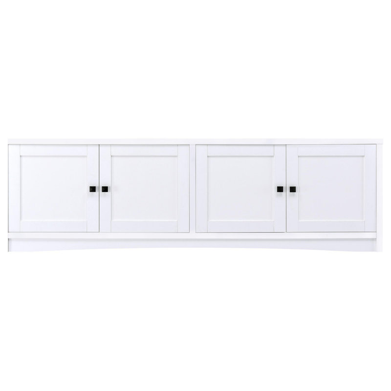4-door Engineered Wood 78-inch TV Stand, White, 2 Media Towers Included