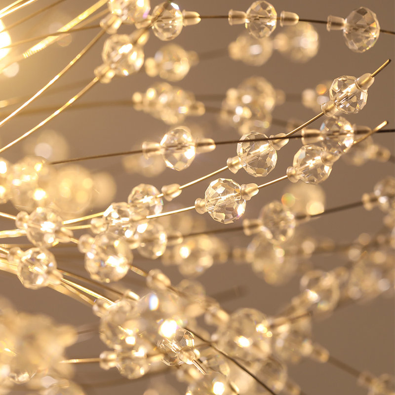 Dandelion 20-Light Sputnik Crystal Chandelier Starburst Sunburst Ceiling Lighting, Gold