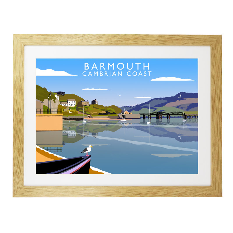 Barmouth by Richard O'Neil - Print, Oak Wood Frame, 33.5 cm H x 43.5 cm W x 2.2 cm D