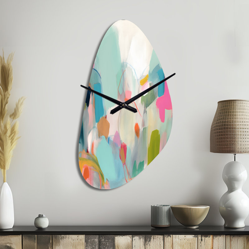Horloge murale 3D abstraite rose, Moyenne