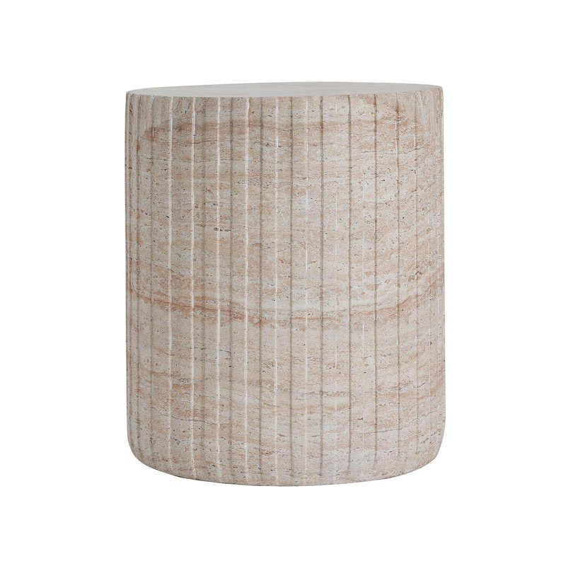 Outdoor/Indoor Lightweight Concrete Side Table,Travertine Finish