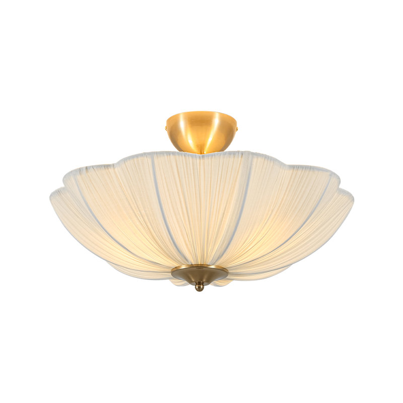 Nordic Pleated Fabric Semi Flush Mount