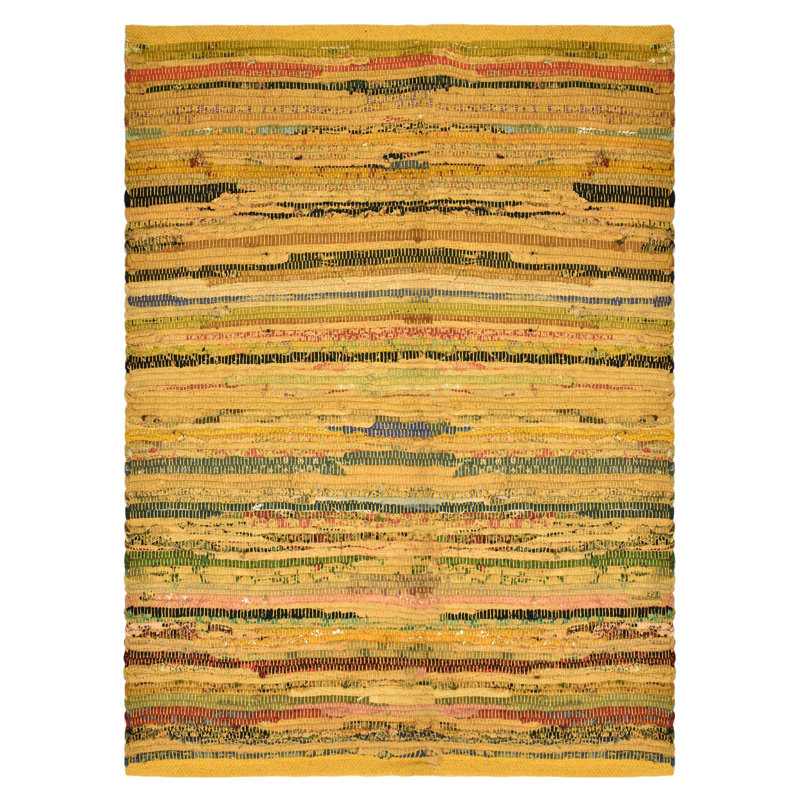 Tapis jaune en coton Stephoe, Rectangle 4 pi x 6 pi