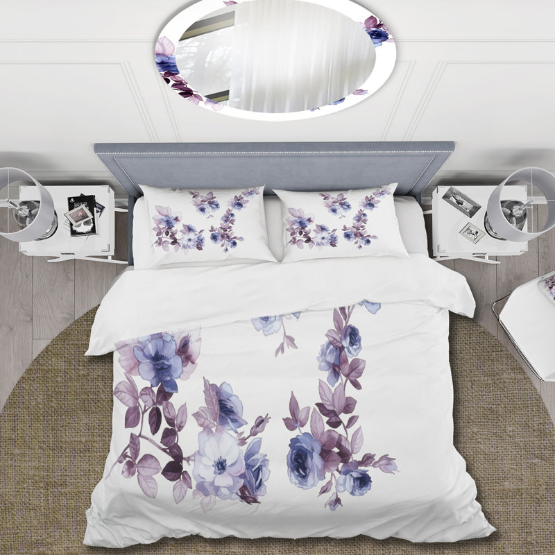 Mauve Wildflowers I - Ensemble de housse de couette traditionnel - Microfibre de polyester