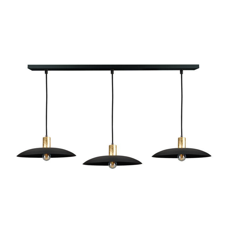 3 - Light Matte Black Dome Pendant, Black