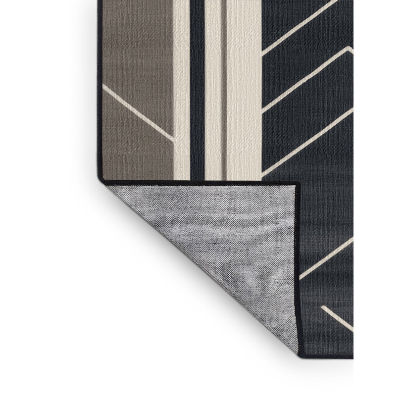  Tapis lavable rayé gris ardoise perlé, Rectangulaire 8 pi x 10 pi