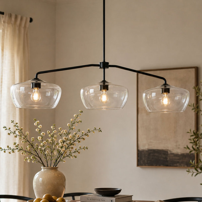 Luminaire suspendu linéaire à 3 lumières de 47,2 po pour îlot de cuisine moderne à intensité variable