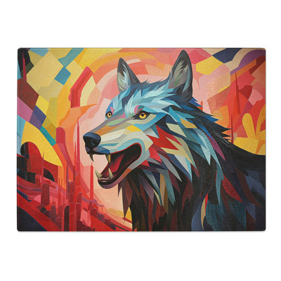 Wolf Orphism  Glass Chopping Board