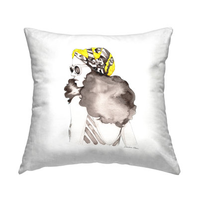Fashion Headwrap Portrait Printed Throw Pillow By Simone Elum
