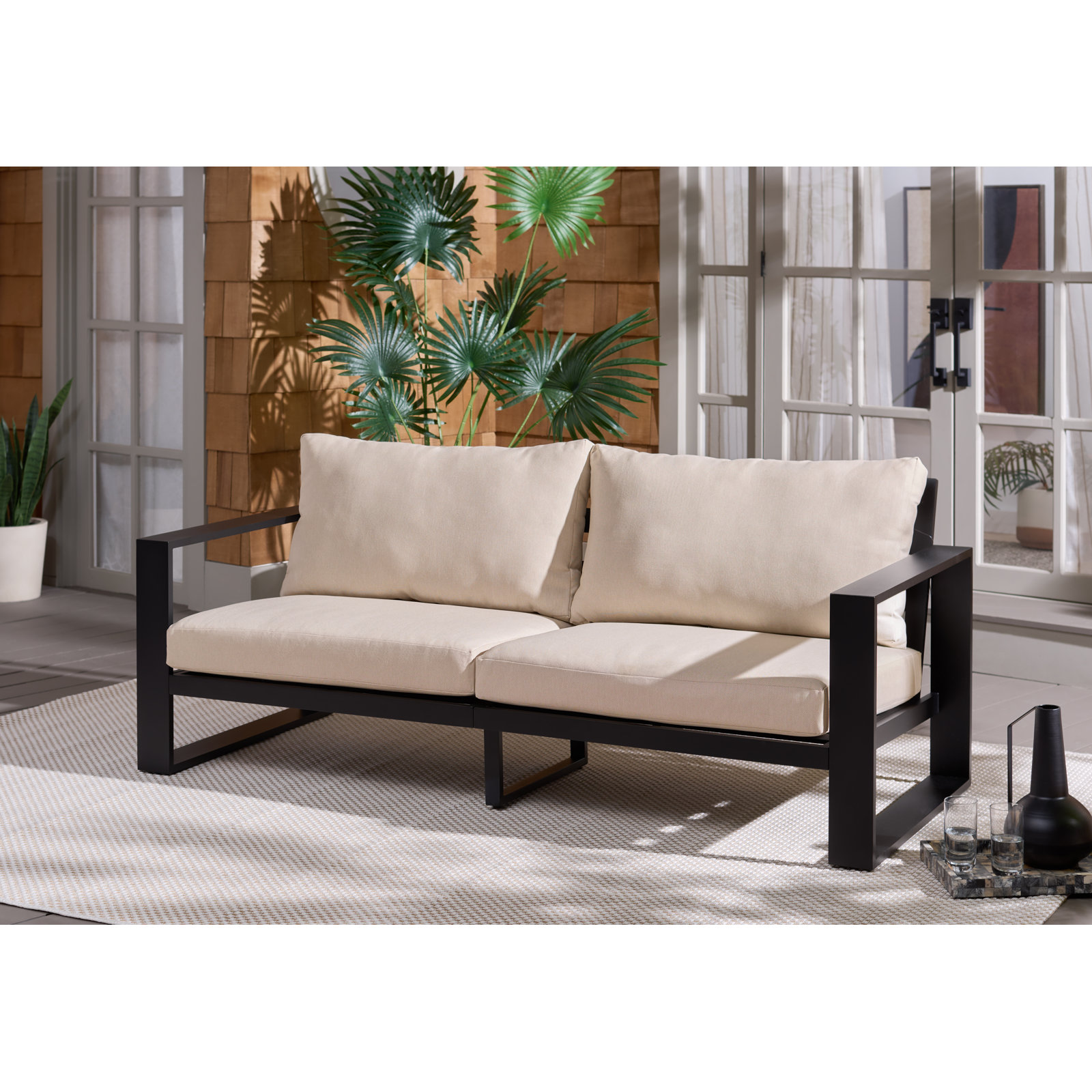 Dwyer Aluminum Outdoor Sofa, Black