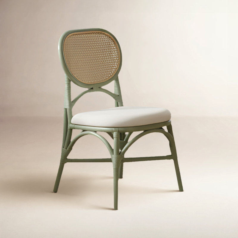Aileen Rattan Dining Chair - Green, Green