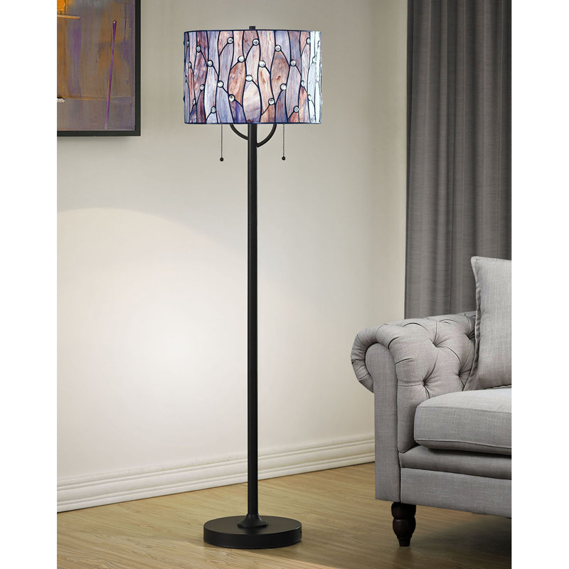 Kenyatta 61'' Dark Bronze Traditional Floor Lamp, Blue/Purple
