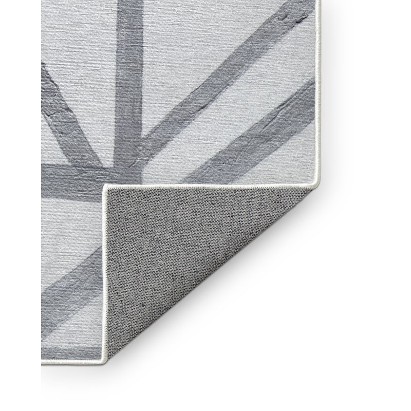 Tapis gris / beige en polyester tissé à la machine Sigurd, Rectangle 4 pi x 6 pi