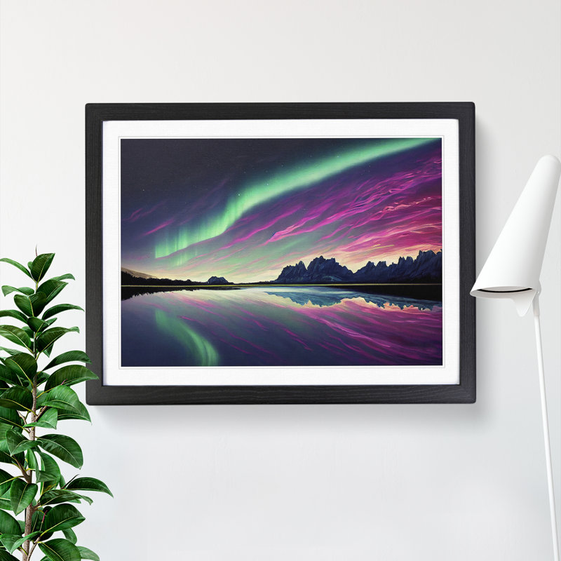 Exceptional Northern Lights - Single Picture Frame Painting, Black, 46cm H x 64cm W x 2cm D