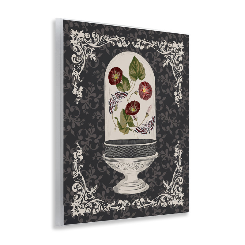 Plaque murale Moths & Poppies in Glass Dome, design par Radhika Modi