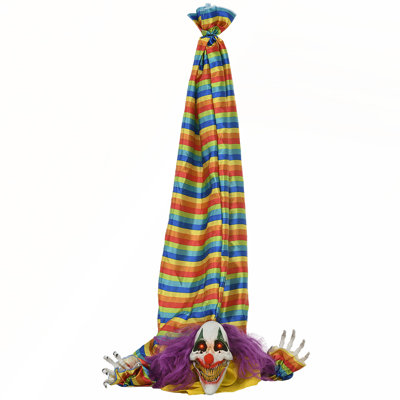 Animatronic Hanging Clown Corpse, Sound and Motion Activated with Light Up Eyes and Circus Music for Halloween Decor