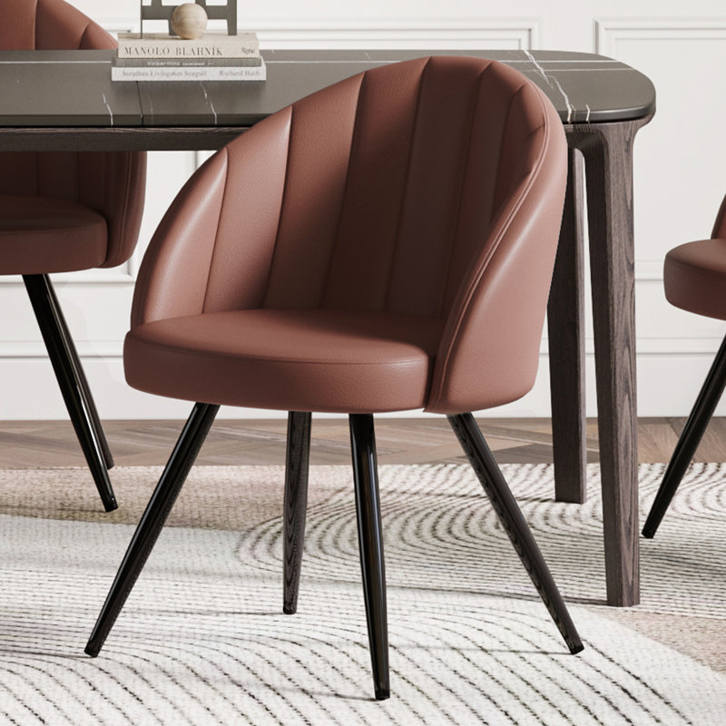 41cm H Upholstered Upholstered Back Armchair, Brown, 1