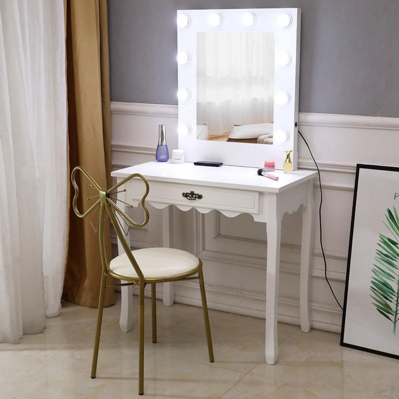 Tabouret de coiffeuse Bunceton, Blanc