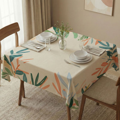 Eloan Premium Tablecloth (55 x 55 Inches), 50% Cotton & 50% Polyester, Washable & Ironable | Machine Wash Safe at 86°F, Tumble Dryer Safe | Elegant Design for Dining Room & Special Occasions, Easy Care & Durable