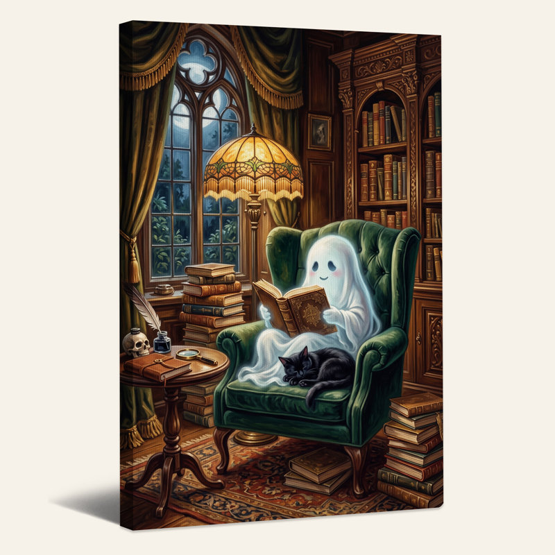 Fauteuil fantôme en livre vert avec art mural d'Halloween, H 24 po x l 18 po
