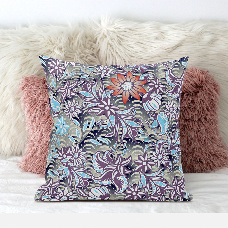 Flying Floral Paisley Outdoor Pillow Floral Outdoor Reversible Throw Pillow, 20" x 20"
