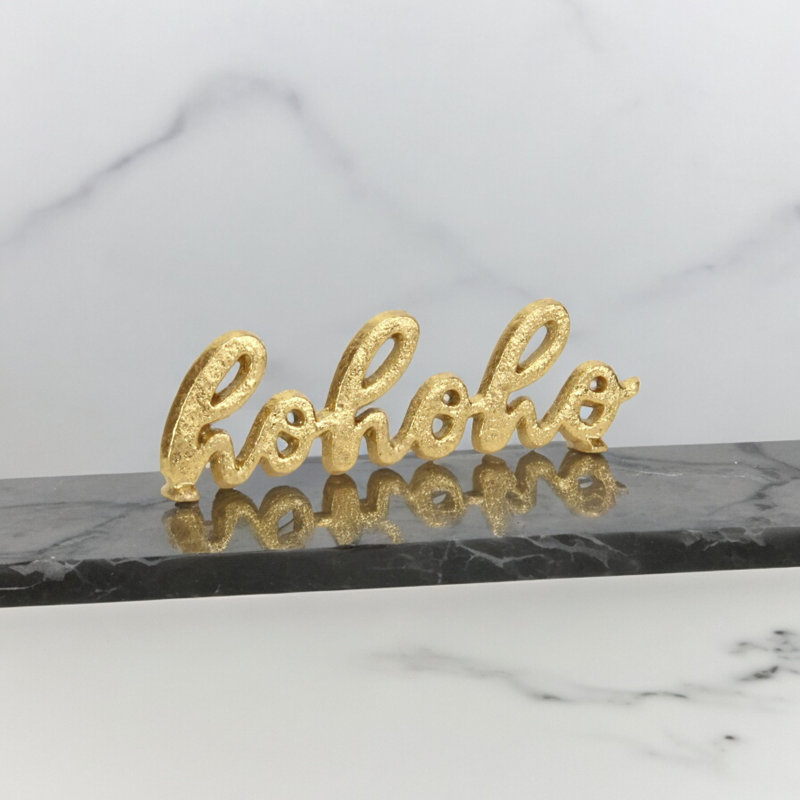 Moundridge "Hohoho" Cast Iron Table Sign, Gold