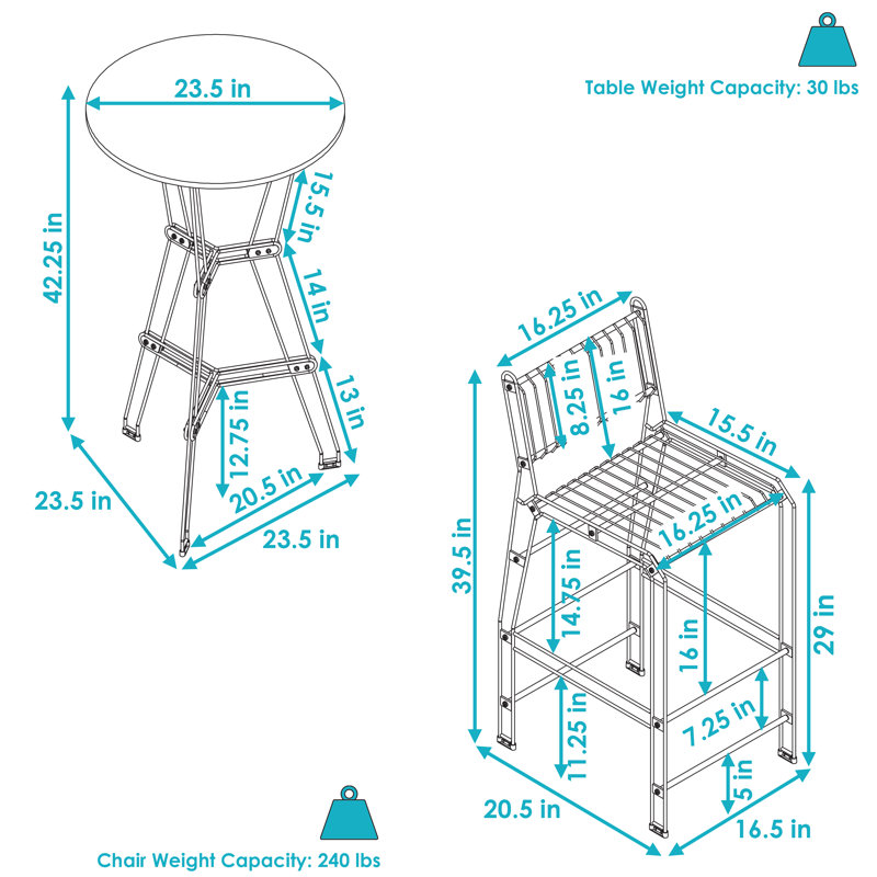 2 - Person Bar Height Dining Set