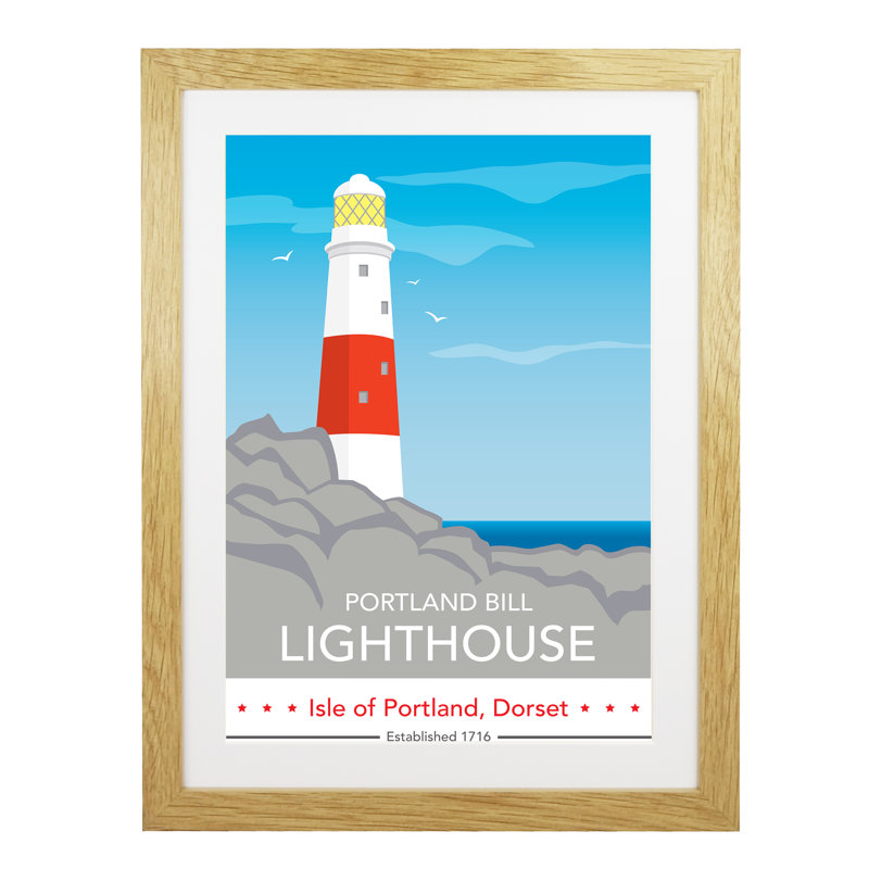Portland Bill Day Ribba - Print, 40cm H x 30cm W x 1cm D, Oak Framed