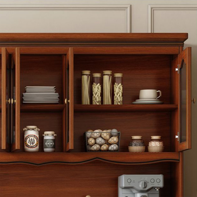 Buffet en noyer massif et bois manufacturé, 82.28" H x 70.47" W x 18.5" D
