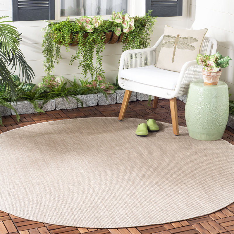 Ephraim Performance Solid Color Indoor/Outdoor Area Rug, Round 5'3"