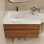 Meuble-lavabo flottant moderne avec plateau en pierre frittée sans soudure et lavabo en céramique