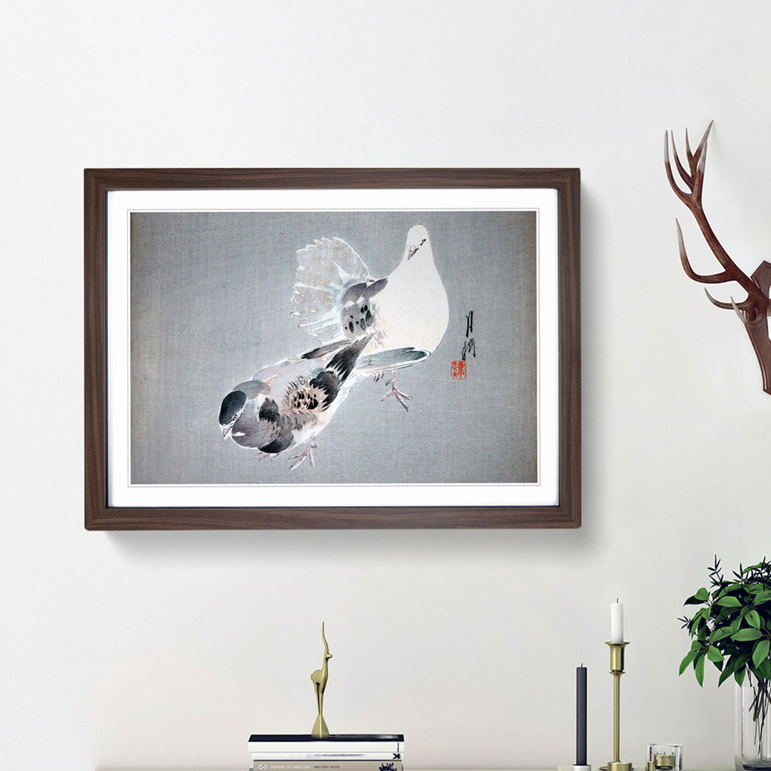 Two Doves by Ogata Gekko - Framed Print