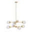 Lustre en métal 8 lumières avec ampoules sphériques dorées / transparentes Voir ci-dessous