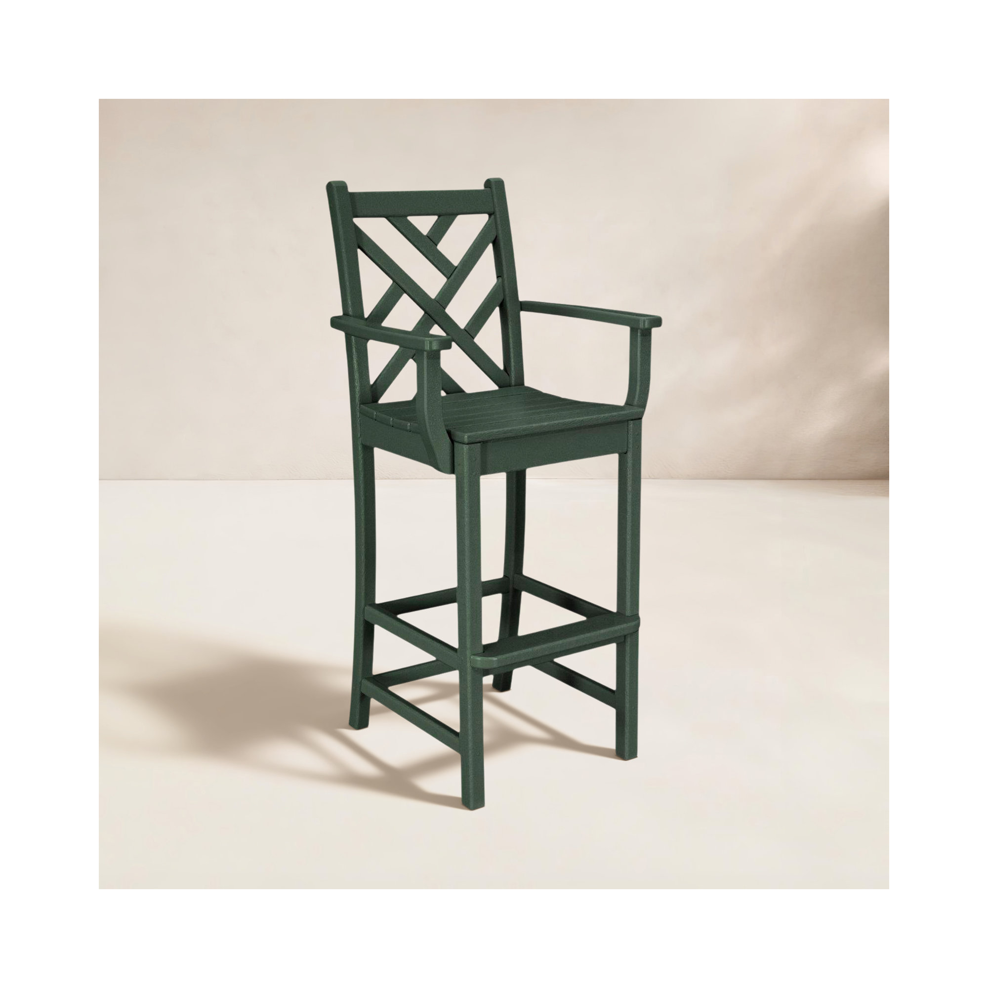 POLYWOOD Chippendale Bar Arm Chair in Sand, Green
