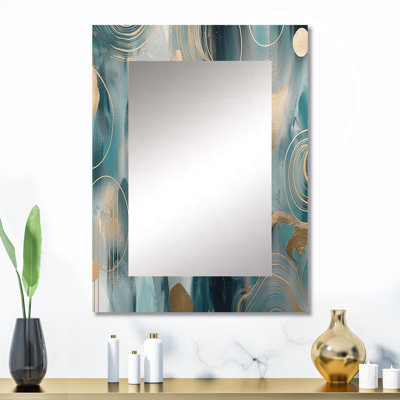 Vert doré marbré méditation V - miroir mural décoratif en marbre, miroir moderne, impression d'art en métal