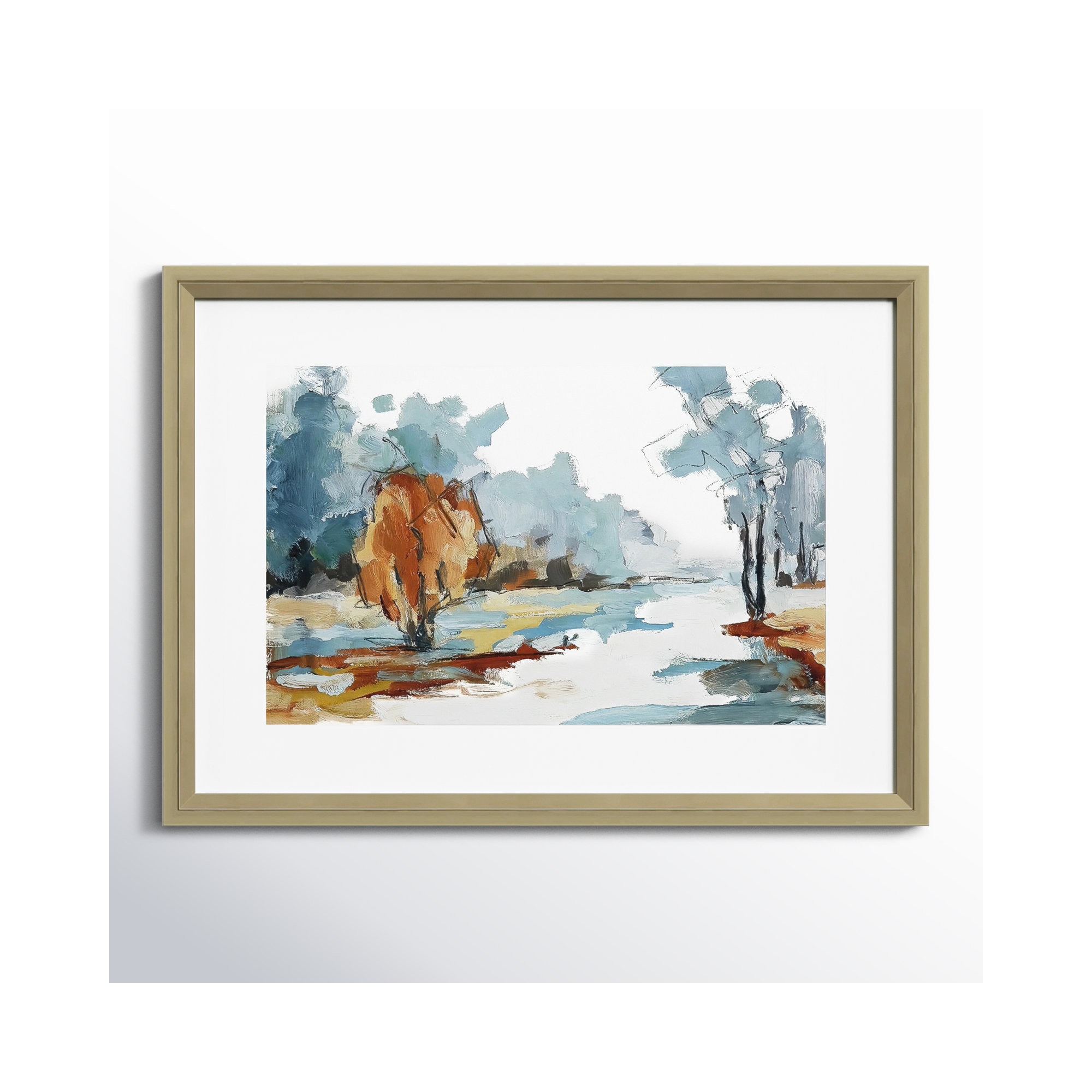 Backroads VI by Jacqueline Ellens, 15" H x 20" W, Champagne Framed Paper