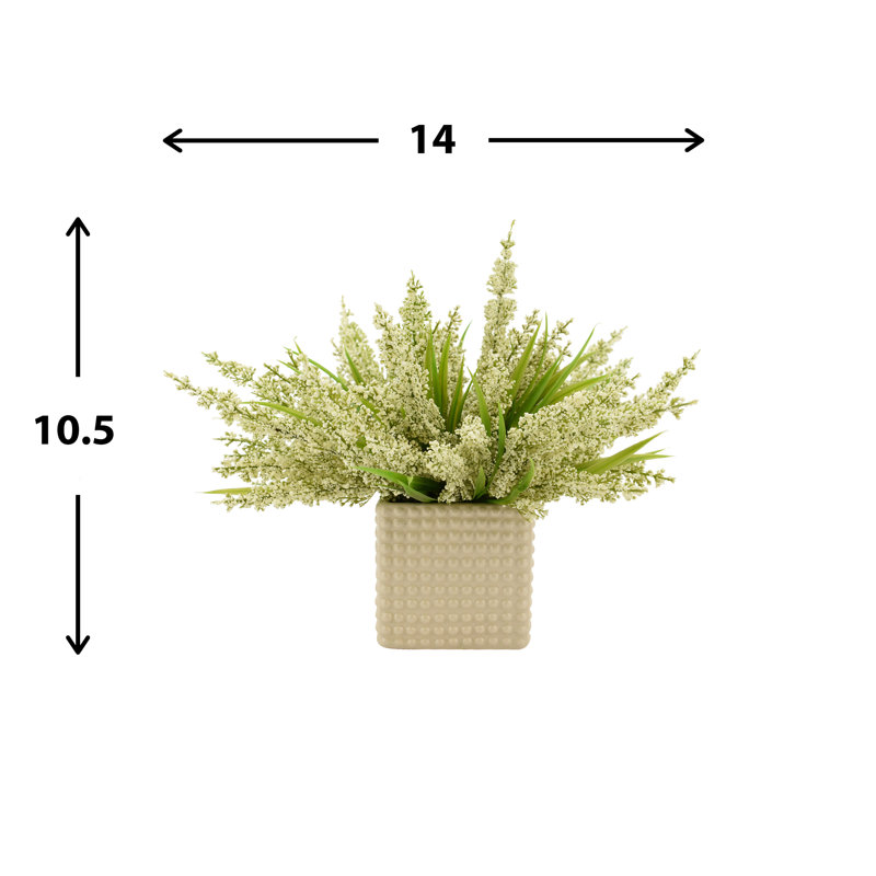 Heather Lavender Floral Arrangements and Centerpieces in Pot, White
