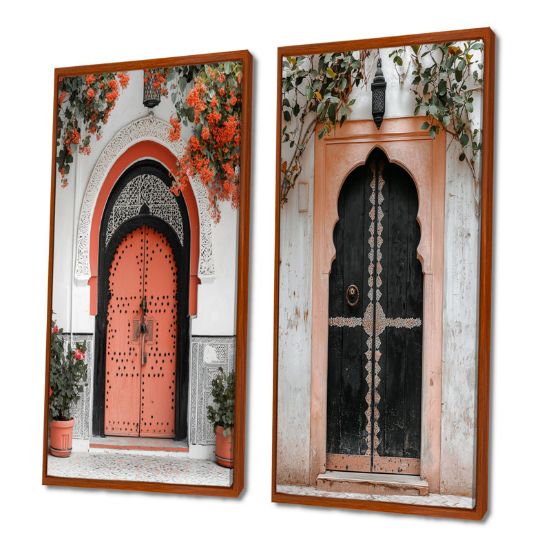 Ensemble de 2 pièces de décoration de porte marocaine rose Rhapsody rehaussée de blanc I, H 28 po x l 24 po