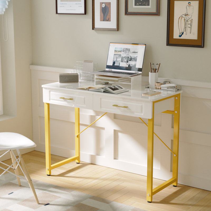 Bureau d'ordinateur Rasheena, Blanc, H 15,75 po x l 39,37 po x P 29,13 po