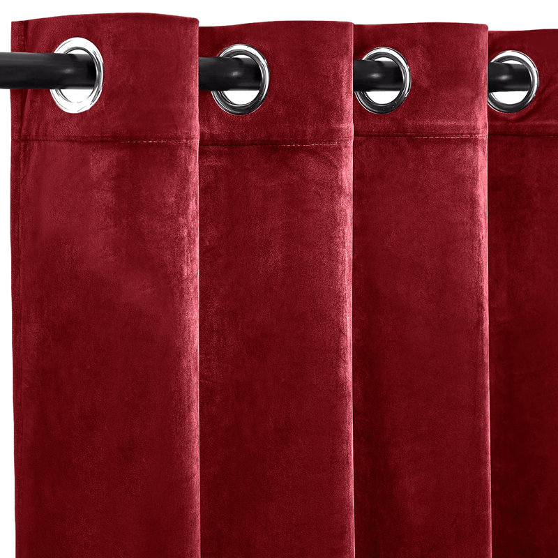Velvet Room Darkening Grommet Window Curtain Panel, 55" W x 108" L, Red