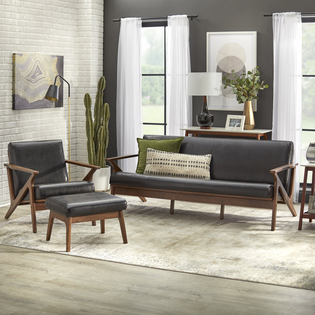 Choudhury 3 Piece Leather Standard Living Room Set Union Rustic Upholstery 