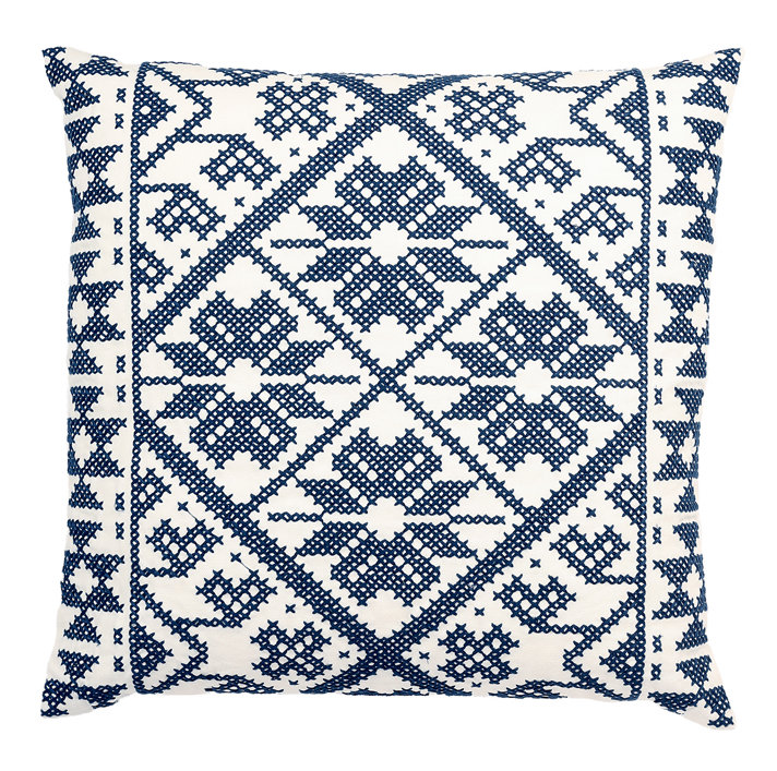 Housse de coussin en coton Marsa, Bleu marine