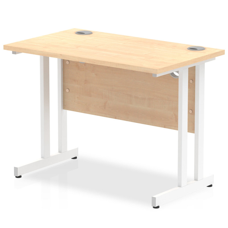 Ladajah Metal Base Computer Desk, Maple, 73cm H x 100cm W x 60cm D, White