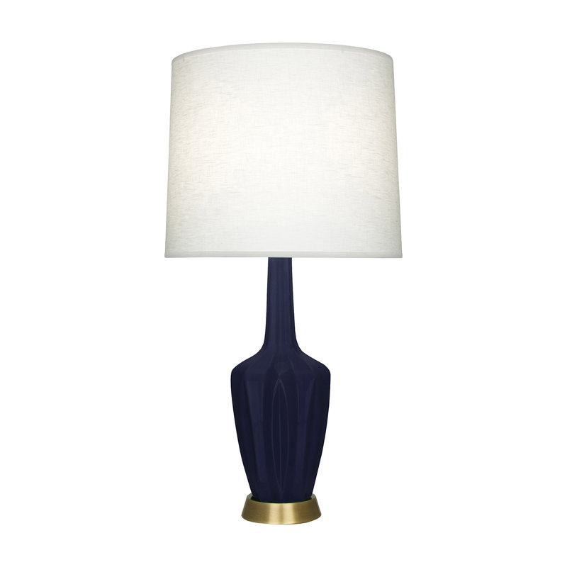 Petite lampe d'appoint Emma, H 30 po x l 6,25 po x P 15 po, Céramique / métal, Bleu minuit émaillé mat