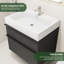 Ensemble de meuble-lavabo mural simple 24 po avec lavabo en acrylique 24 po avec lavabo en acrylique, 2 tiroirs à fermeture en douceur, fini mat doux, pré-assemblé, noir-814337826-814337831