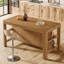 Table de bar en bois massif de 63 pouces de long avec tablettes de rangement, table de pub à hauteur de comptoir Farmhouse Home pour cuisine, salle à manger-1946470099