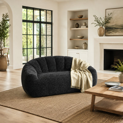 Pouf géant Bear Paw avec accoudoirs – Peluche en fausse fourrure noire avec fil argenté brillant, canapé lounge confortable pour salon, chambre