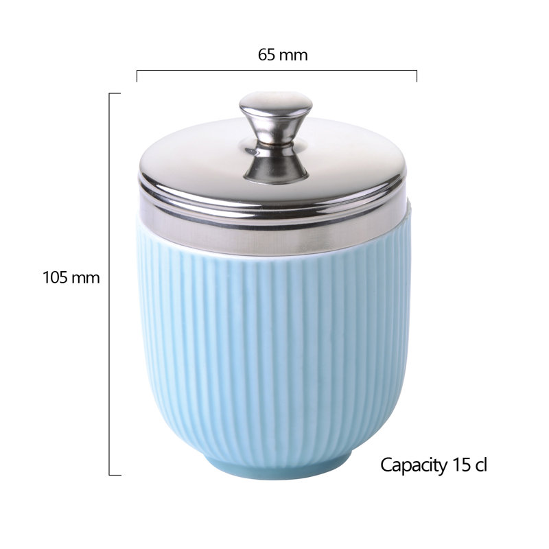 Egg Coddler, Fluted Blue
