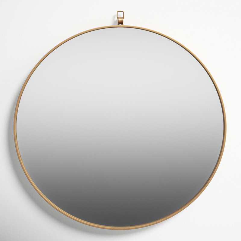 Cassie Metal/Manufactured Wood Round Wall Mirror, Brass, 21" x 21"