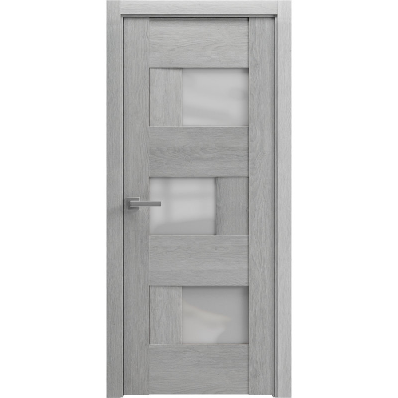 Porte française unie Sete | Avec verre givré | Poignée simple à panneau régulier | Portes de salle de bain robustes